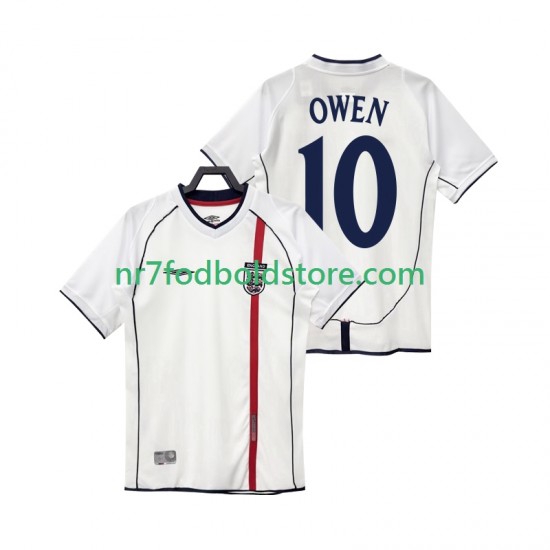 England Trøje OWEN 10 Retro Mænd Hjemmebane Fodboldsæt 2002 Kortærmet