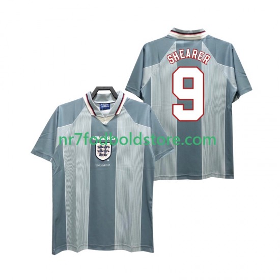 England Trøje SHEARER 9 1996 Retro Mænd Udebane Fodboldsæt Kortærmet