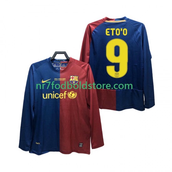 FC Barcelona Trøje ETO O 9 Champions League 2009 Retro Mænd Hjemmebane Fodboldsæt 2008 Langærmet