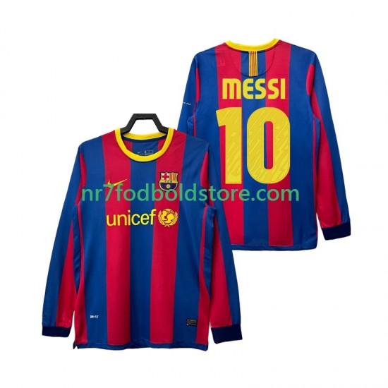 FC Barcelona Trøje Lionel Messi 10 Retro Mænd Hjemmebane Fodboldsæt 2011 2010 Langærmet