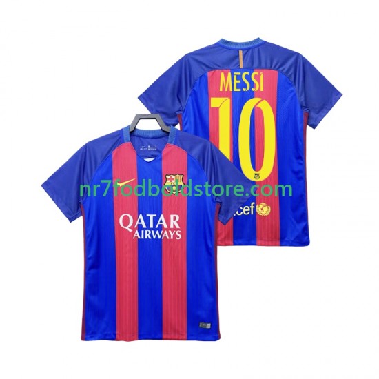 FC Barcelona Trøje Lionel Messi 10 2016 2017 Retro Mænd Hjemmebane Fodboldsæt Kortærmet