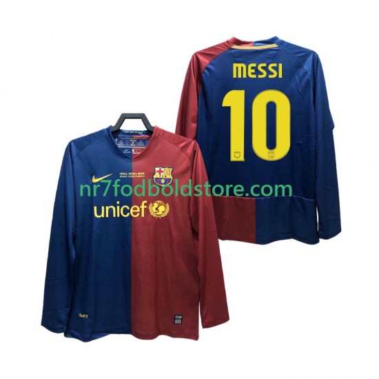 FC Barcelona Trøje Lionel Messi 10 Champions League 2009 Retro Mænd Hjemmebane Fodboldsæt 2008 Langærmet