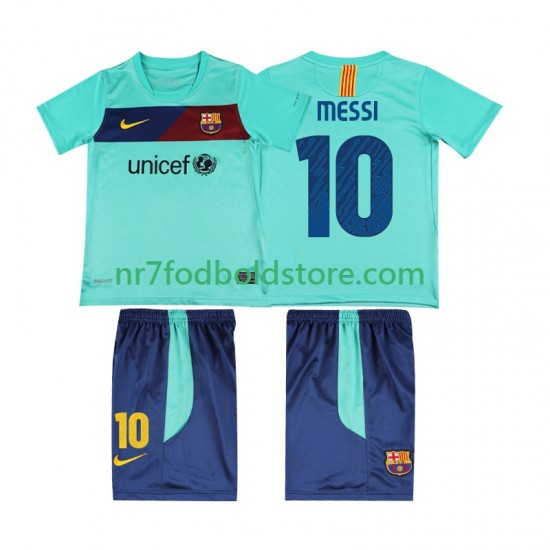 FC Barcelona Trøje Lionel Messi 10 Retro Børn Udebane Fodboldsæt 2011 2010 Kortærmet