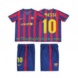 FC Barcelona Trøje Lionel Messi 10 2009 Retro Børn Hjemmebane Fodboldsæt 2010 Kortærmet