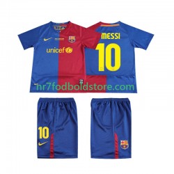 FC Barcelona Trøje Lionel Messi 10 Champions League 2009 Retro Børn Hjemmebane Fodboldsæt 2008 Kortærmet