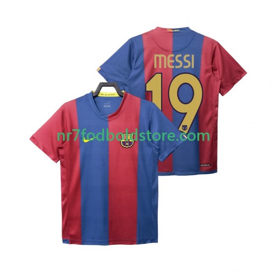 FC Barcelona Trøje Lionel Messi 19 2007 Retro Mænd Hjemmebane Fodboldsæt 2006 Kortærmet