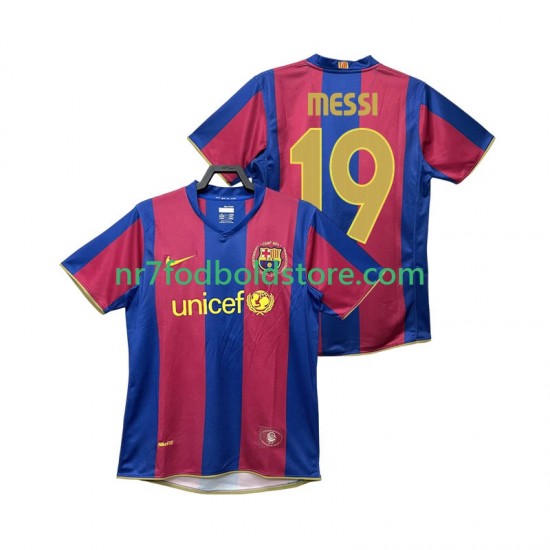 FC Barcelona Trøje Lionel Messi 19 2007 Retro Mænd Hjemmebane Fodboldsæt 2008 Kortærmet