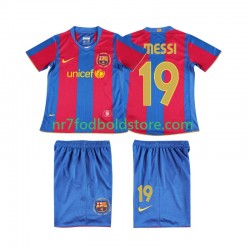 FC Barcelona Trøje Lionel Messi 19 2007 Retro Børn Hjemmebane Fodboldsæt 2008 Kortærmet