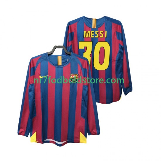FC Barcelona Trøje Lionel Messi 30 2005 Retro Mænd Hjemmebane Fodboldsæt 2006 Langærmet