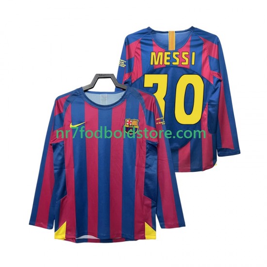FC Barcelona Trøje Lionel Messi 30 Champions League 2005 Retro Mænd Hjemmebane Fodboldsæt 2006 Langærmet