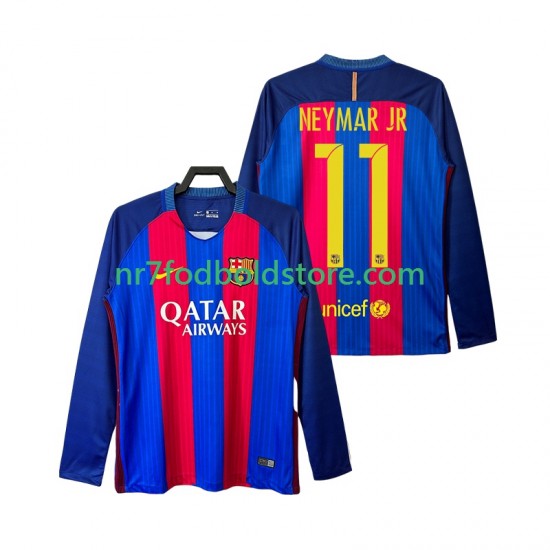 FC Barcelona Trøje Neymar JR 11 2016 2017 Retro Mænd Hjemmebane Fodboldsæt Langærmet