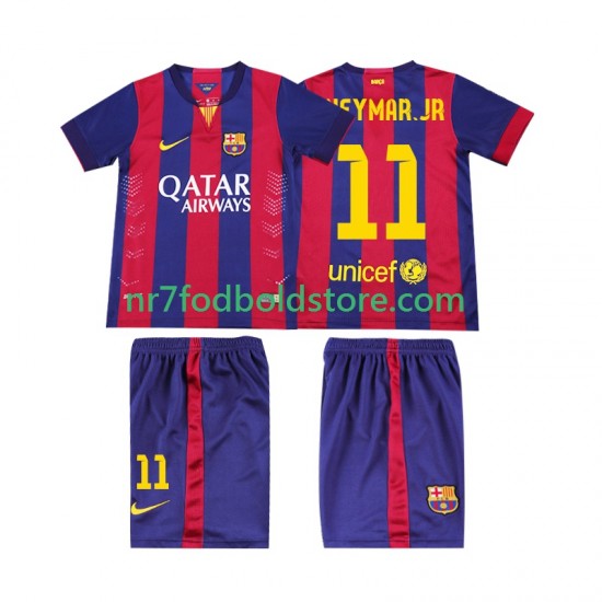FC Barcelona Trøje Neymar JR 11 2014 2015 Retro Børn Hjemmebane Fodboldsæt Kortærmet
