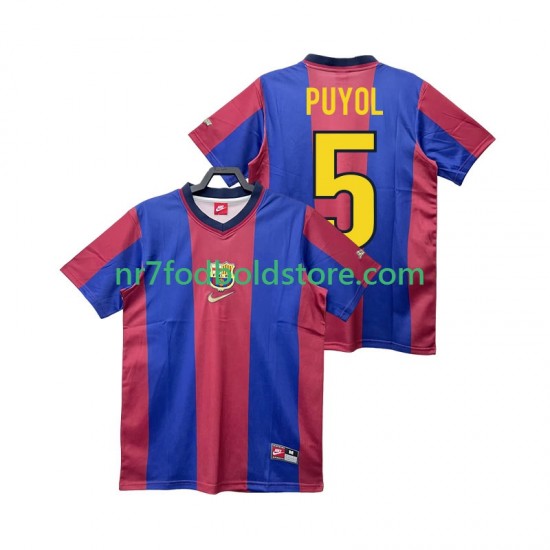 FC Barcelona Trøje PUYOL 5 Retro Mænd Hjemmebane Fodboldsæt 1998 1999 Kortærmet