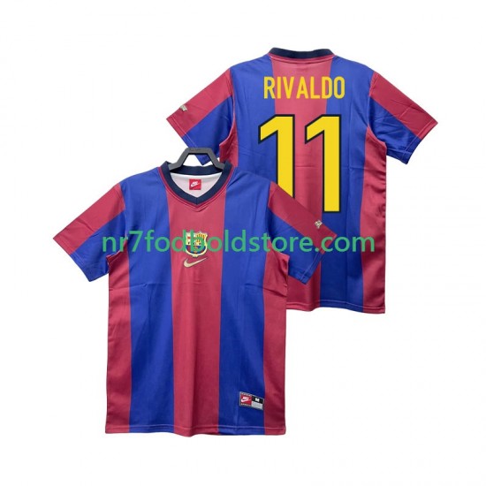 FC Barcelona Trøje RIVALDO 11 Retro Mænd Hjemmebane Fodboldsæt 1998 1999 Kortærmet
