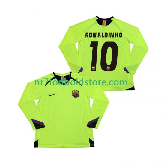 FC Barcelona Trøje RONALDINHO 10 2005 Retro Mænd Udebane Fodboldsæt 2006 Langærmet