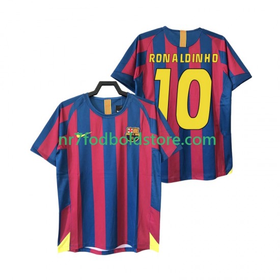 FC Barcelona Trøje RONALDINHO 10 2005 Retro Mænd Hjemmebane Fodboldsæt 2006 Kortærmet