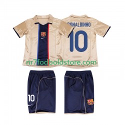 FC Barcelona Trøje RONALDINHO 10 2001 Retro Børn Udebane Fodboldsæt 2002 Kortærmet