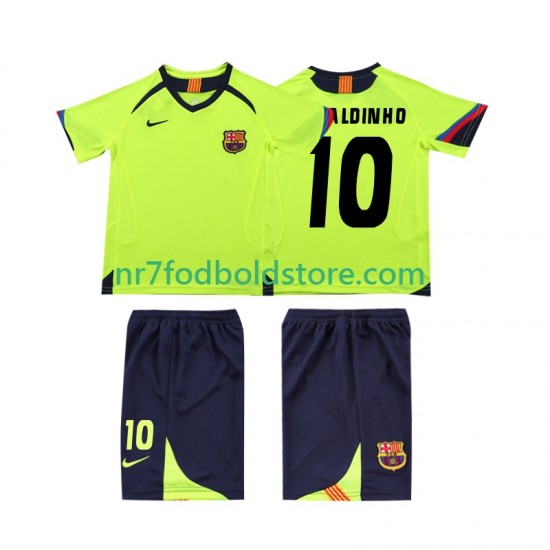 FC Barcelona Trøje RONALDINHO 10 2005 Retro Børn Udebane Fodboldsæt 2006 Kortærmet