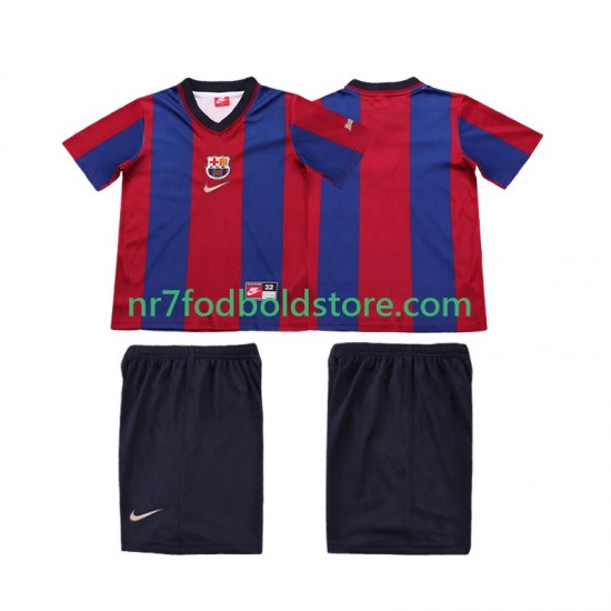 FC Barcelona Trøje Retro Børn Hjemmebane Fodboldsæt 1998 1999 Kortærmet