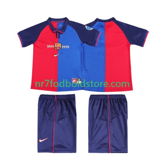 FC Barcelona Trøje 2000 Retro Børn Hjemmebane Fodboldsæt 1999 Kortærmet