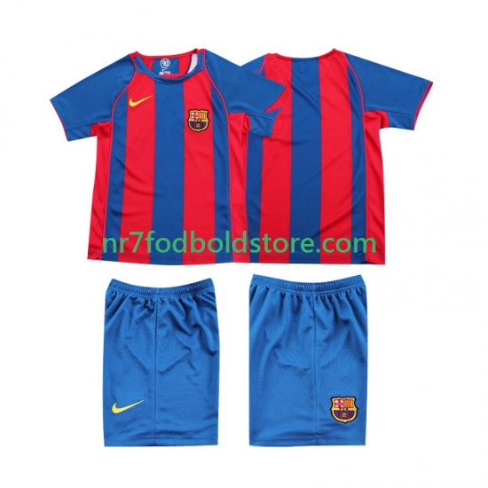FC Barcelona Trøje 2005 Retro Børn Hjemmebane Fodboldsæt 2004 Kortærmet