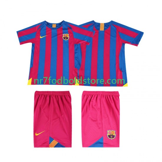 FC Barcelona Trøje 2005 Retro Børn Hjemmebane Fodboldsæt 2006 Kortærmet