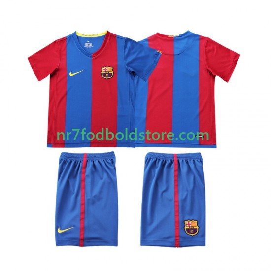 FC Barcelona Trøje 2007 Retro Børn Hjemmebane Fodboldsæt 2006 Kortærmet