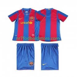 FC Barcelona Trøje 2007 Retro Børn Hjemmebane Fodboldsæt 2008 Kortærmet