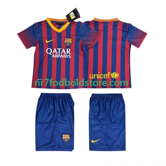 FC Barcelona Trøje 2013 2014 Retro Børn Hjemmebane Fodboldsæt Kortærmet