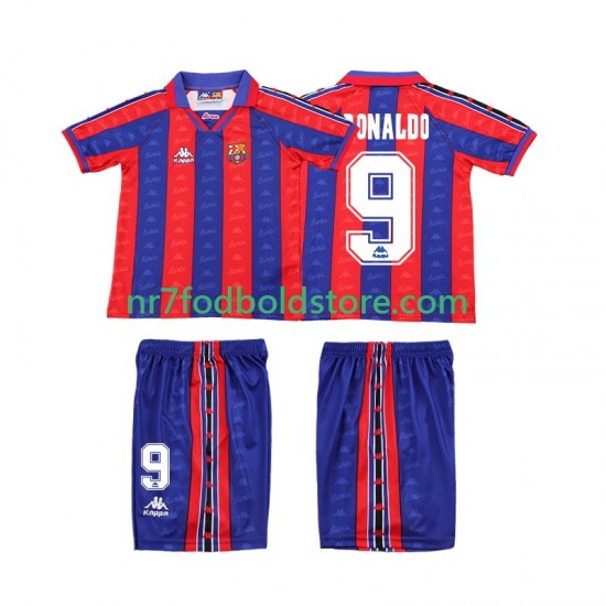 FC Barcelona Trøje Ronaldo 1996 1997 Retro Børn Hjemmebane Fodboldsæt Kortærmet