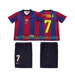 FC Barcelona Trøje SAVIOLA 7 Retro Børn Hjemmebane Fodboldsæt 1998 1999 Kortærmet