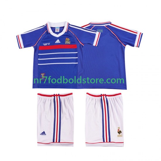 Frankrig Trøje Retro Børn Hjemmebane Fodboldsæt 1998 Kortærmet