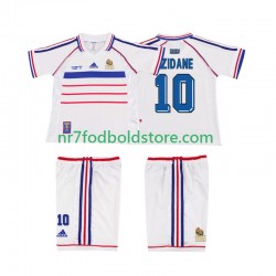 Frankrig Trøje ZIDANE 10 Retro Børn Udebane Fodboldsæt 1998 Kortærmet