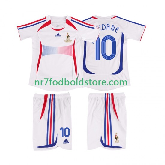 Frankrig Trøje ZIDANE 10 Retro Børn Udebane Fodboldsæt 2006 Kortærmet