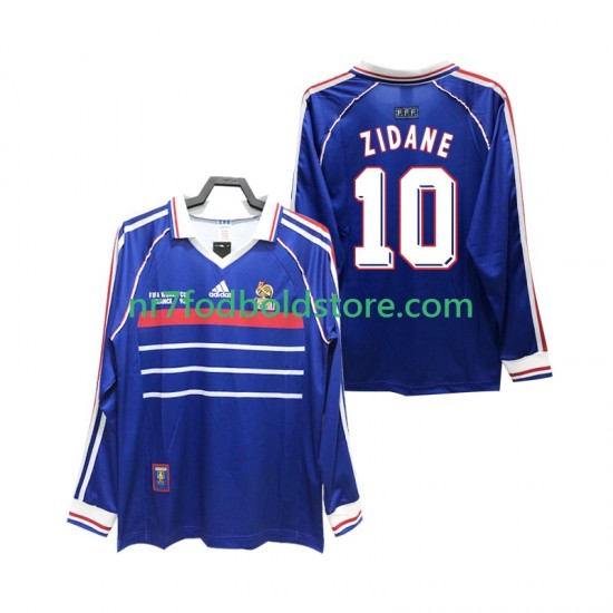 Frankrig Trøje ZIDANE 10 Retro Mænd Hjemmebane Fodboldsæt 1998 Langærmet