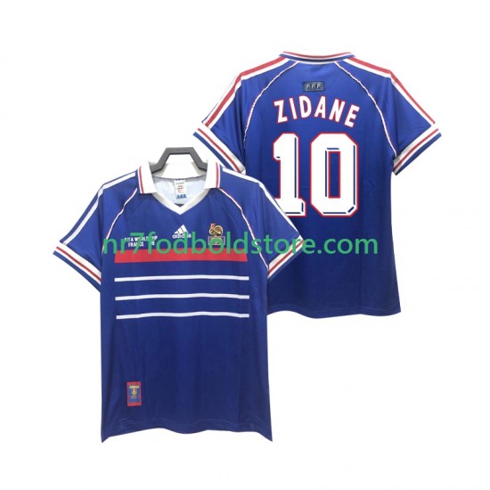 Frankrig Trøje ZIDANE 10 Retro Mænd Hjemmebane Fodboldsæt 1998 Kortærmet