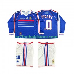 Frankrig Trøje ZINANE 10 Retro Børn Hjemmebane Fodboldsæt 1998 Langærmet