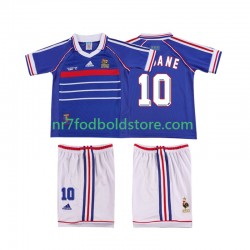 Frankrig Trøje ZINANE 10 Retro Børn Hjemmebane Fodboldsæt 1998 Kortærmet