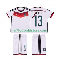 Tyskland Trøje MULLER 13 2014 Retro Børn Hjemmebane Fodboldsæt Kortærmet