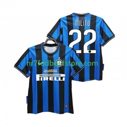 Inter Milan Trøje MILITO 22 2009 Retro Mænd Hjemmebane Fodboldsæt 2010 Kortærmet