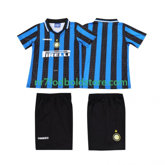 Inter Milan Trøje 1997 Retro Børn Hjemmebane Fodboldsæt 1998 Kortærmet