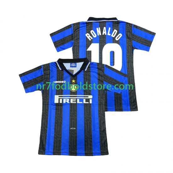 Inter Milan Trøje Ronaldo 10 1997 Retro Mænd Hjemmebane Fodboldsæt 1998 Kortærmet