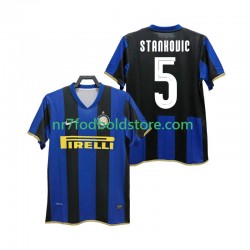 Inter Milan Trøje STANKOVIC 5 Champions League 2009 Retro Mænd Hjemmebane Fodboldsæt 2008 Kortærmet