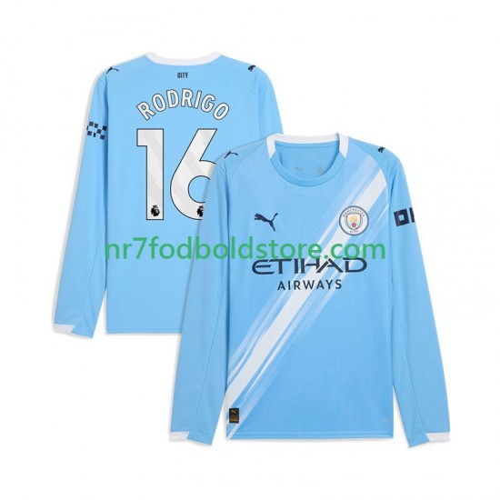 Manchester City Trøje Rodrigo Hernandez 16 Mænd Hjemmebane Fodboldsæt 2025-2026 Langærmet