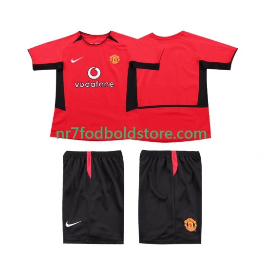 Manchester United Trøje Retro Børn Hjemmebane Fodboldsæt 2004 2002 Kortærmet