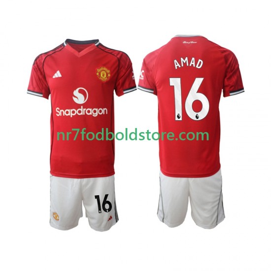 Manchester United Trøje Amad Diallo 16 Børn Hjemmebane Fodboldsæt 2025-2026 Kortærmet
