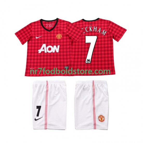 Manchester United Trøje BECKHAM 7 2012 2013 Retro Børn Hjemmebane Fodboldsæt Kortærmet