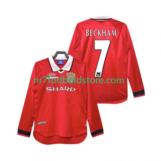 Manchester United Trøje Beckham 7 2000 Retro Mænd Hjemmebane Fodboldsæt 1999 Langærmet