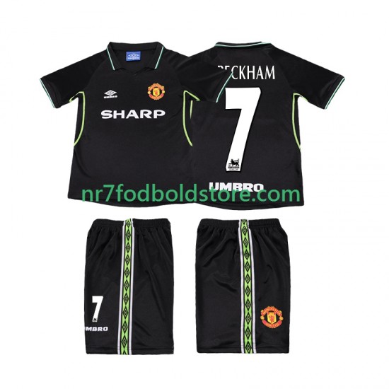 Manchester United Trøje Beckham 7 Retro Børn 3. Valg Fodboldsæt 1998 1999 Kortærmet
