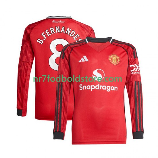 Manchester United Trøje Bruno Fernandes 8 Mænd Hjemmebane Fodboldsæt 2025-2026 Langærmet